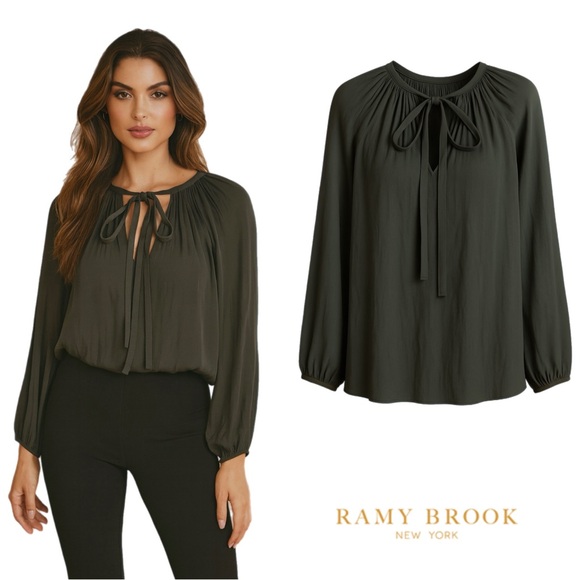 NEW Ramy Brook Paris Peasant Long Sleeve Top - Picture 1 of 13